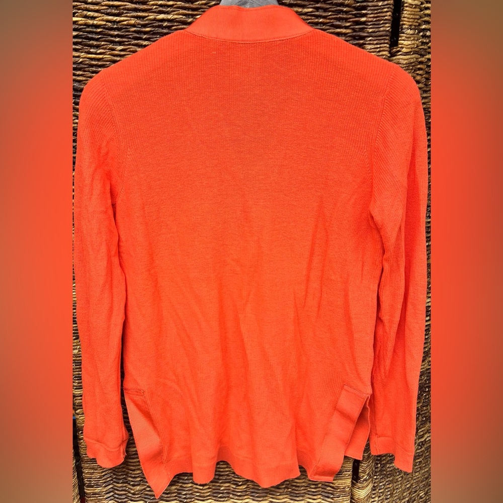Gretchen Scott Designs Vibrant Orange Cardigan- Medium, Shiny‎ gold buttons - Picture 4 of 6